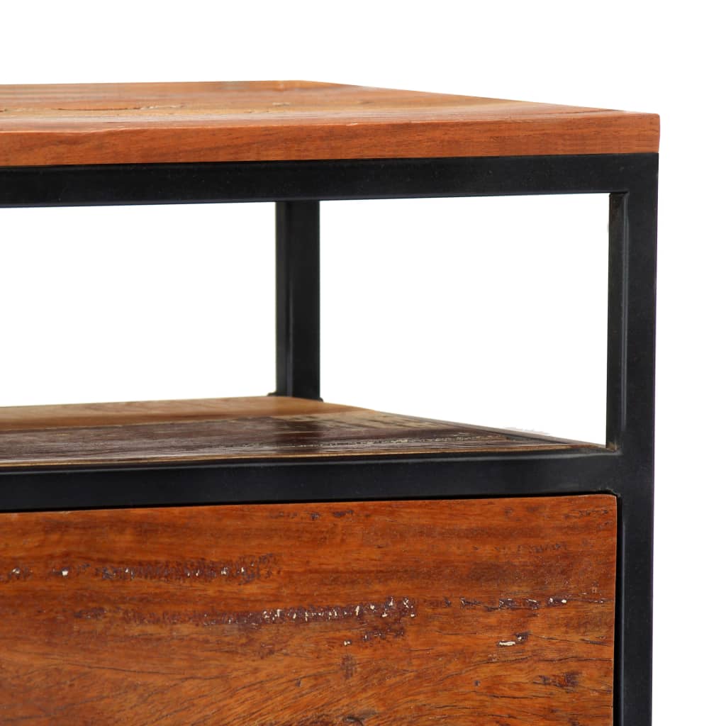 Table de nuit chevet commode armoire meuble chambre 40 x 30 x 50 cm bois de récupération et acier 1402037 - 7