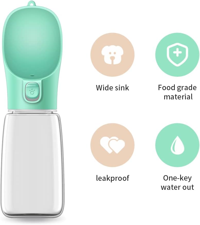 Botella de agua portátil para mascotas, 550 ml, fabricada en plástico de alta calidad, botella de agua de viaje antibacteriana. - 3