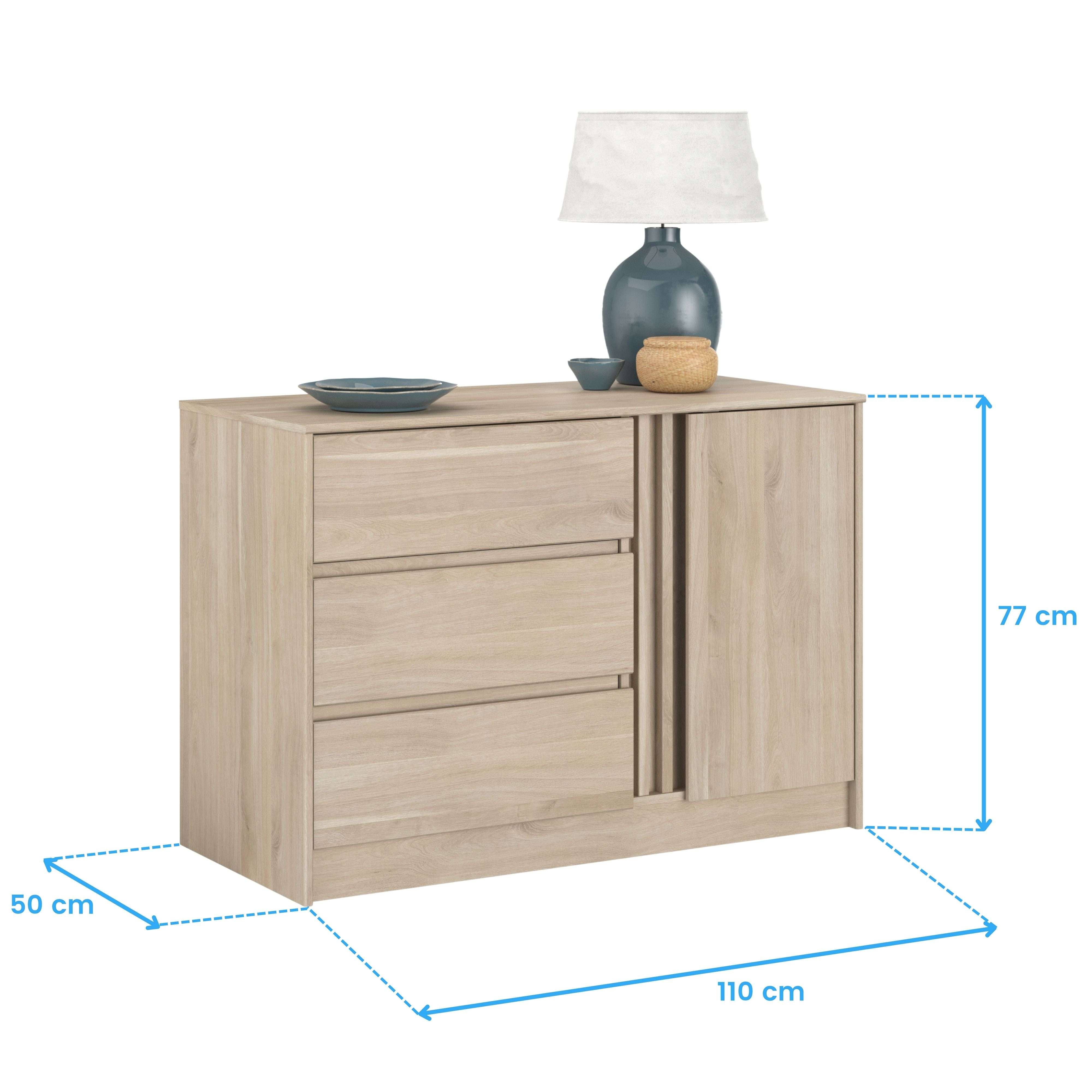 Commode 3 tiroirs 1 portes Palmyre-- - 7