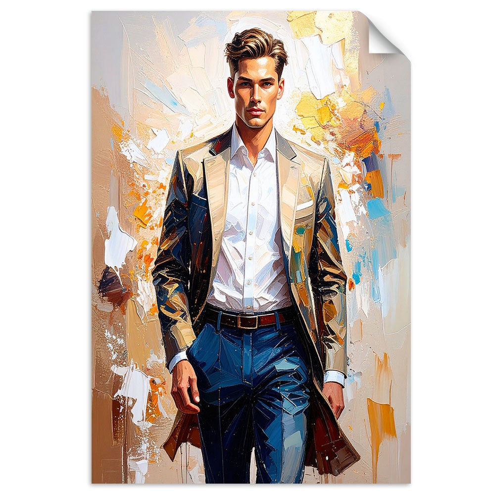 Plakaty samoprzylepne do salonu sypialni, Mężczyzna na pokazie mody 40x60