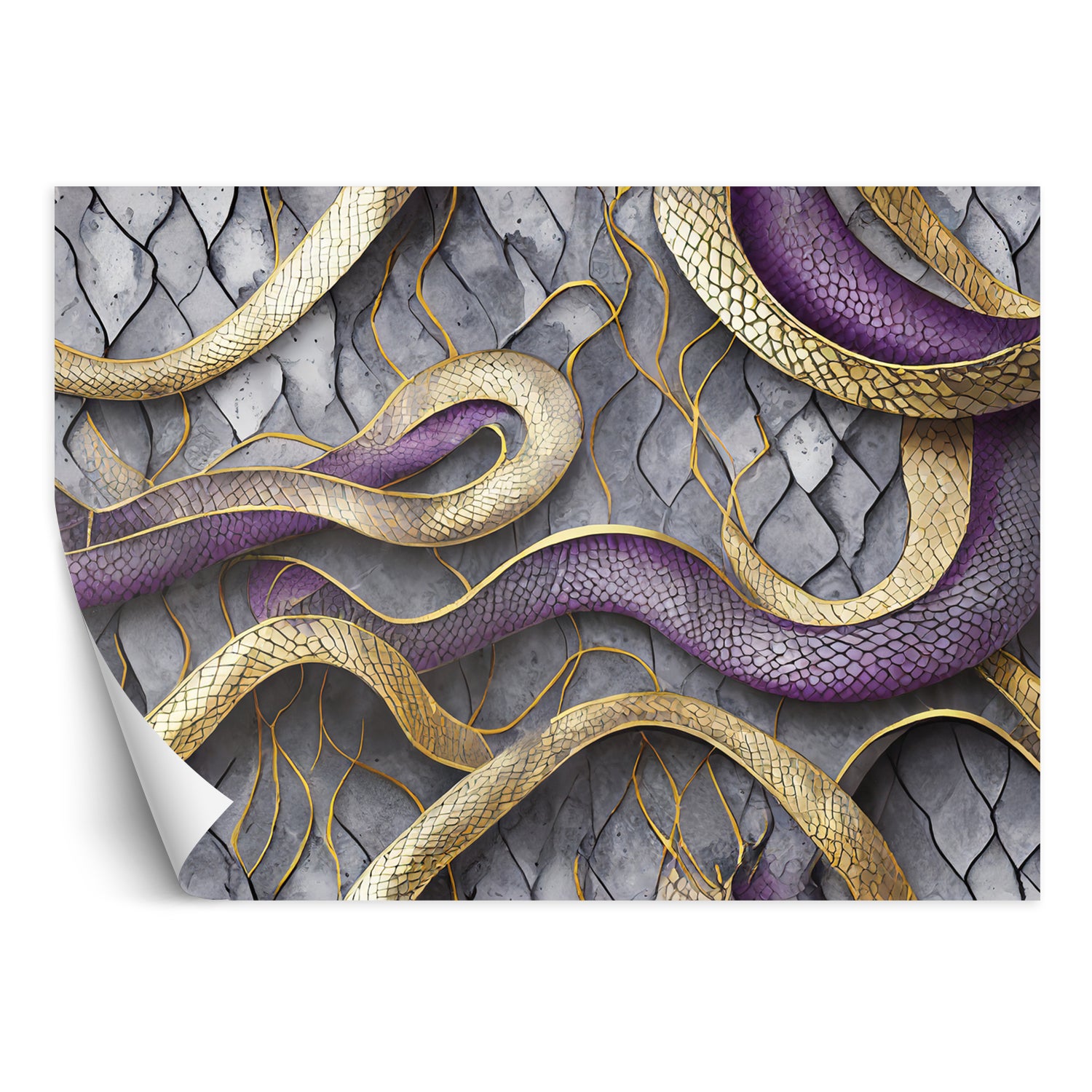 Fototapeta, Tekstura węża Glamor Gold Purple 150x105