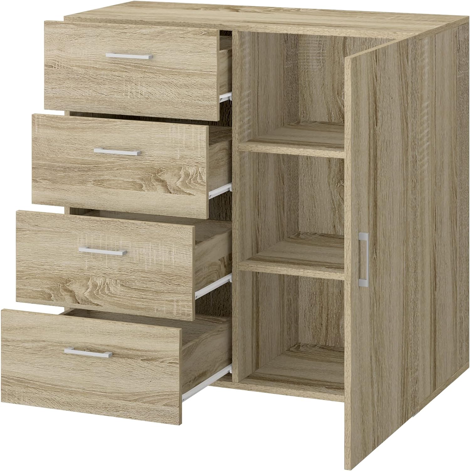 King Home CASSETTIERA 4 CASSETTI + 1 ANTA 90x41x87h cm rovere - 3