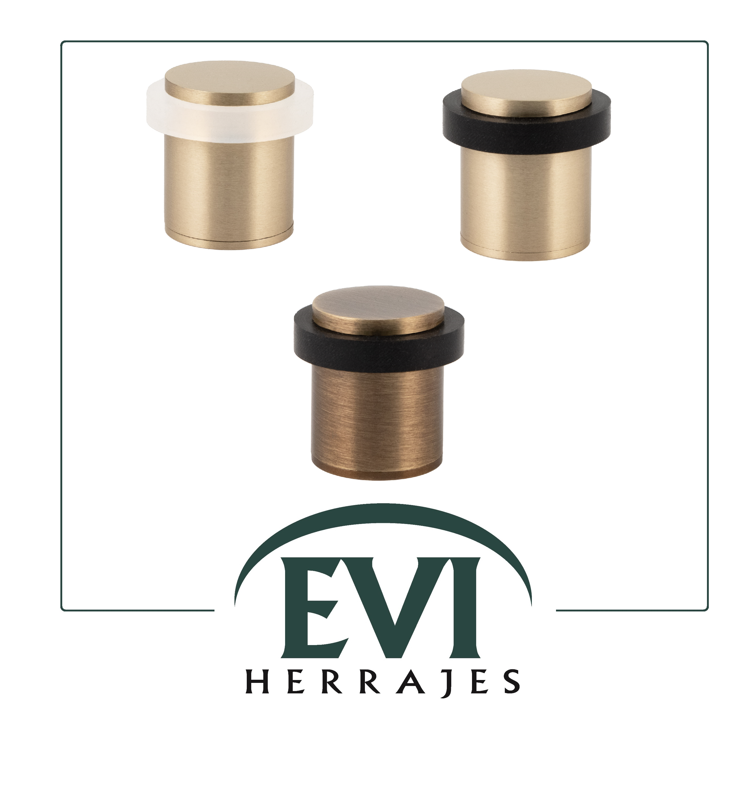 Butée de porte 24 x 30 mm pour sol, cuir laiton avec caoutchouc de protection, installation avec vis, EVI Herrajes - 4