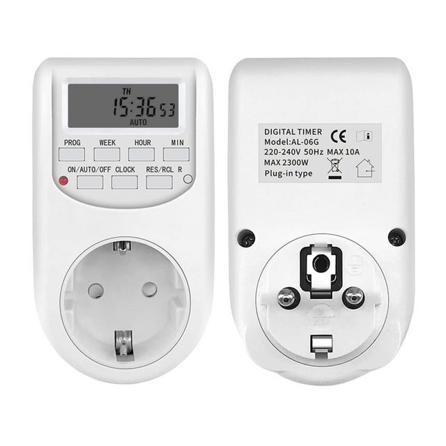 Prise Programmable Digitale, Prise Minuteur Minuterie Numérique Programmable 24 Heures/Semaine avec 16 Programmes de Groupe, AC 230V 10A 2300W