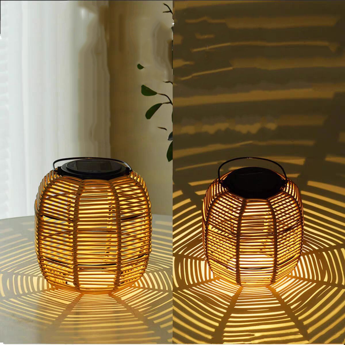 Zestaw 2 zewnętrznych wiszących lampionów solarnych, lampy solarne zasilane baterią z czujnikiem zmierzchu (żarówka nie jest dołączona)