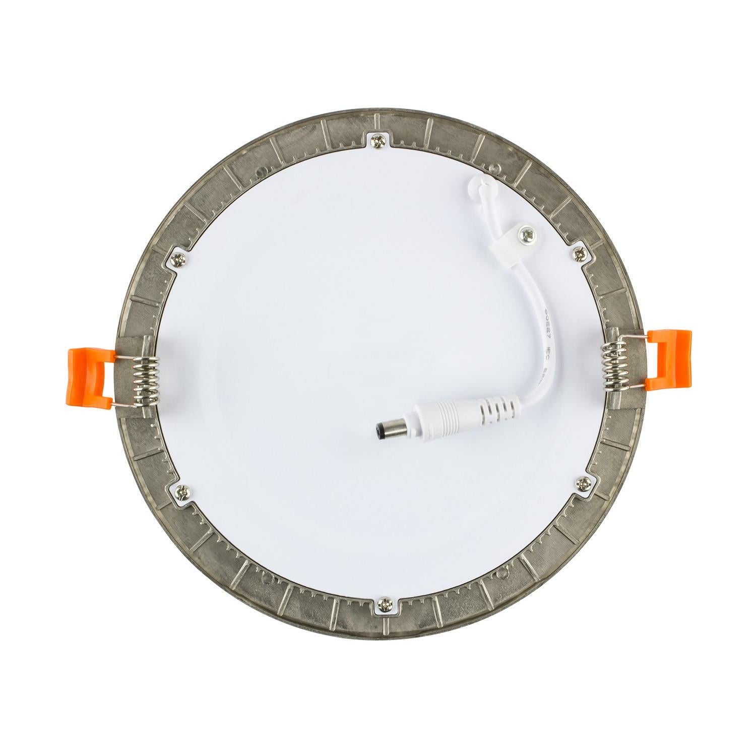 Dalle LED 6W Ronde Extra-Plate Coupe Ø 110 mm Argentée - 3000K Blanc chaud - PC,Aluminium - 6