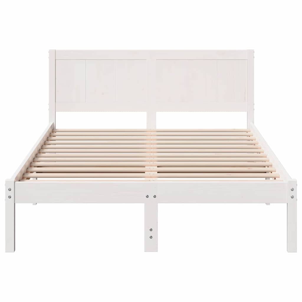 Cadre de lit en bois de pin massif blanc, pour la chambre, 120 × 190 cm - 5