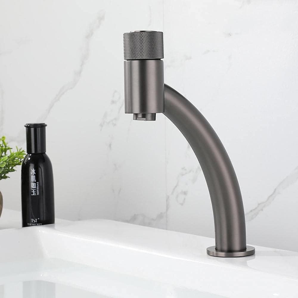 Bateria umywalkowa z przyciskiem, bateria łazienkowa jednouchwytowa do wody ciepłej i zimnej, bateria umywalkowa mosiężna, szara