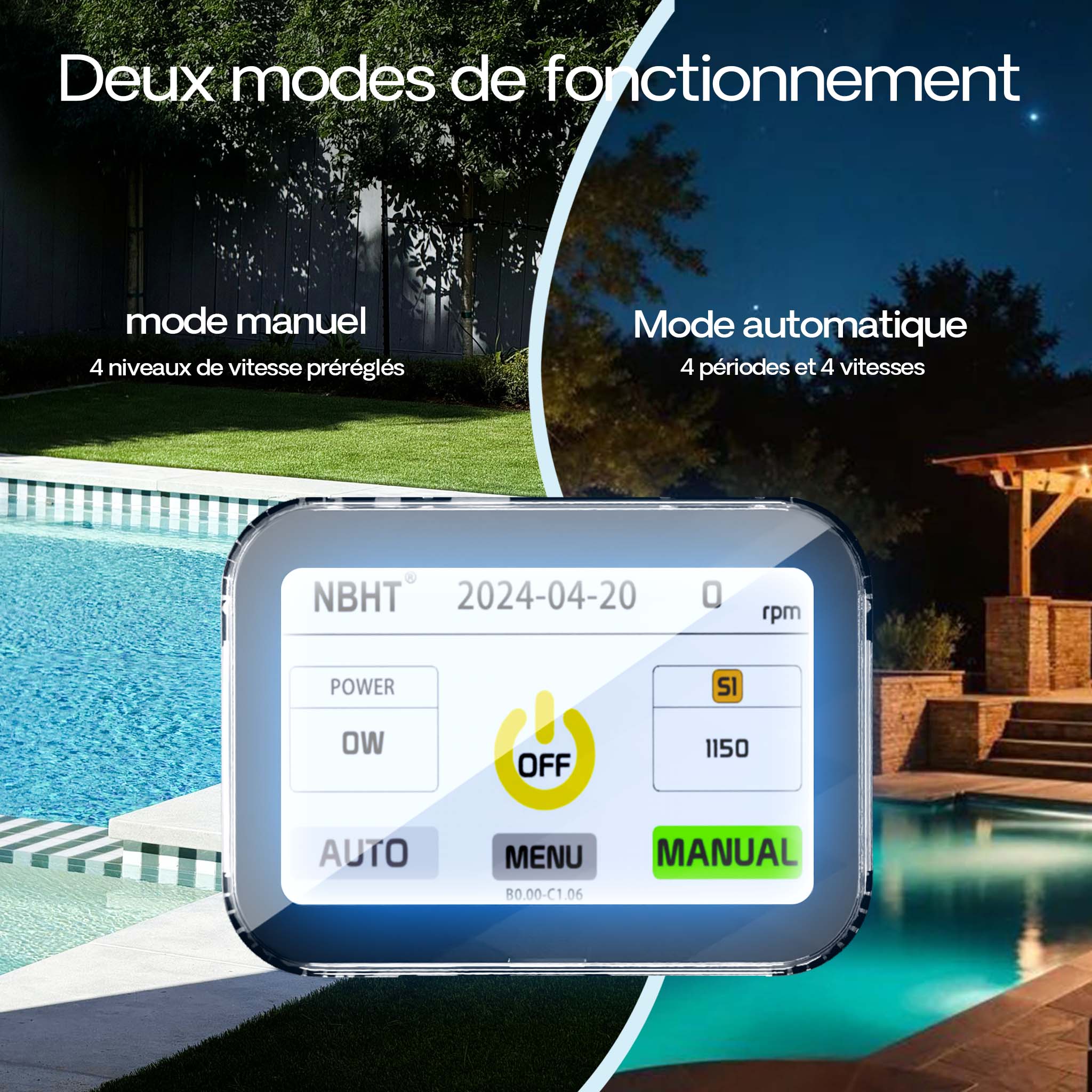 Pompe de piscine à vitesse variable 750 W – Débit 21000 l/h – Hauteur refoulement 17 m – Pompe de filtration et de circulation pour Filtre… XPOtool... - 7