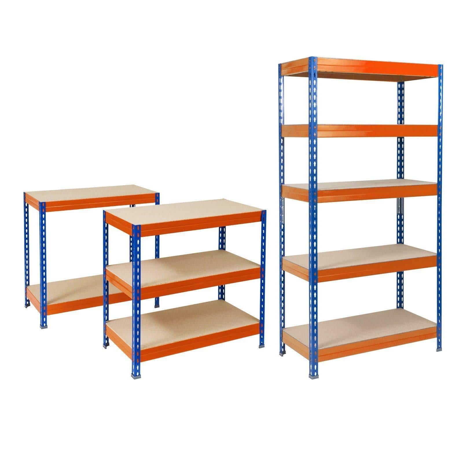 Estantes De Metal, Estanterías De Almacenamiento Pesadas, 170 X 75 X 30 Cm, 175 Kg Por Capa; Estantería Robusta Y Inoxidable, Montaje Rápido Y Estantes Ajustables, Azul