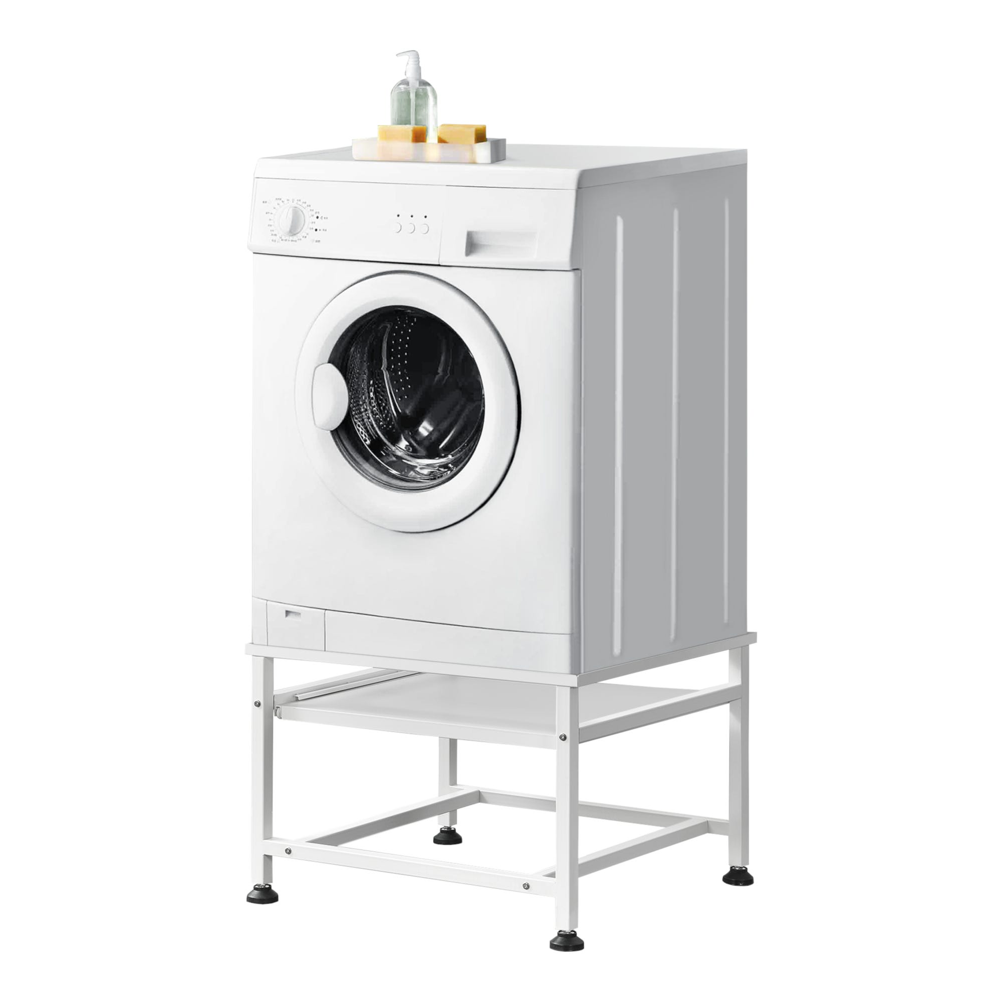 Vidaxl Supporto Alzatina Per Lavatrice - Bianco, Con Ripiano Estraibile Vidaxl Supporto Alzatina Per Lavatrice - Bianco, Con Ripiano Estraibile