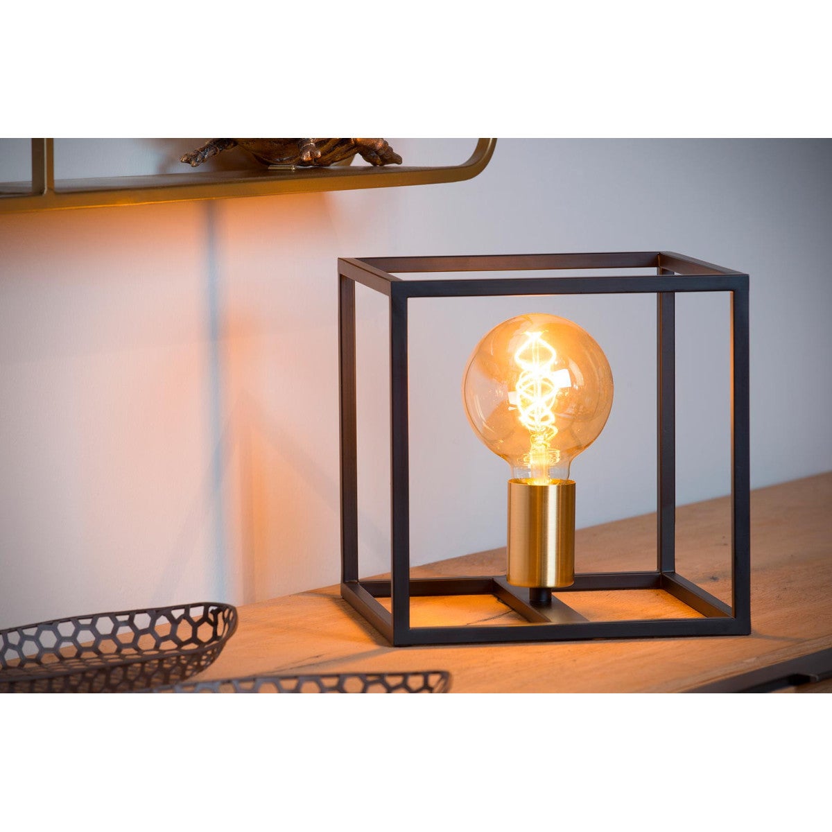 Lampa stołowa RUBEN czarno-mosiężna 1xE27x40W Lucide
