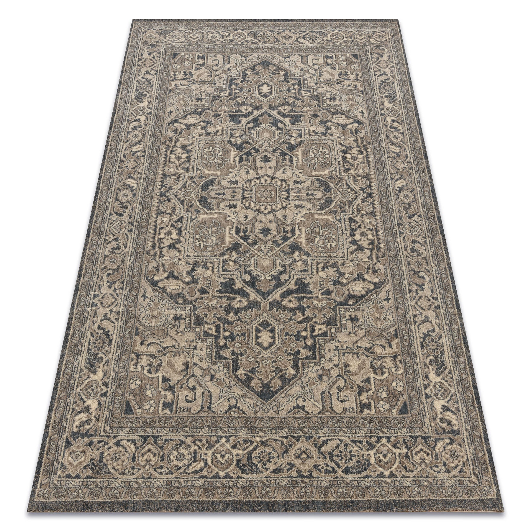 Dywan LEGEND 468 10 GB500 wełniany OSTA - Rozeta, ramka eskluzywny szary / beż 240x340 cm