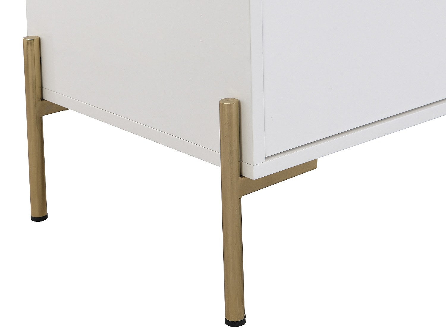 Commode 6 tiroirs - MDF et métal - Blanc laqué et doré - KORASA - 7