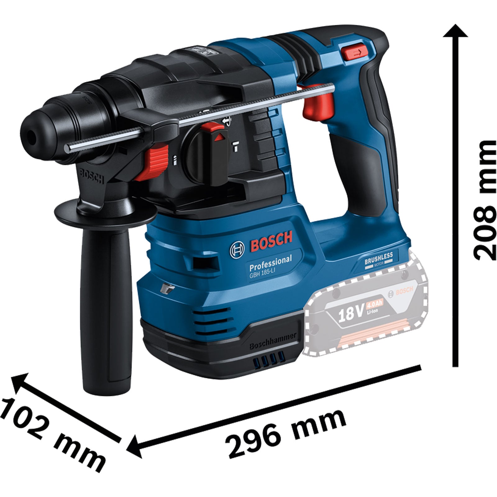 Wiertarko-wkrętarka akumulatorowa Bosch Professional GBH 18V-22 SDS-Plus 18 V 4 Ah Li-Ion + 2 akumulatory, + ładowarka, + - 7