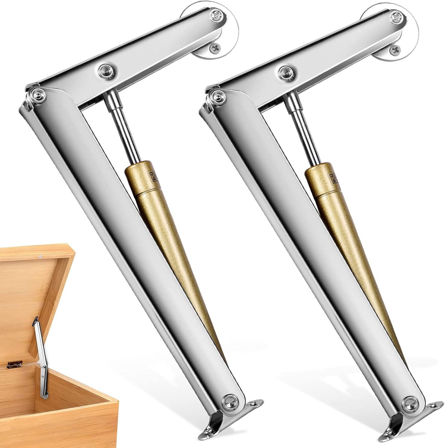 Zawias sprężynowy z funkcją tłumienia - Zawias podporowy - Pasuje do szafek uchylnych i wiszących (2 sztuki)