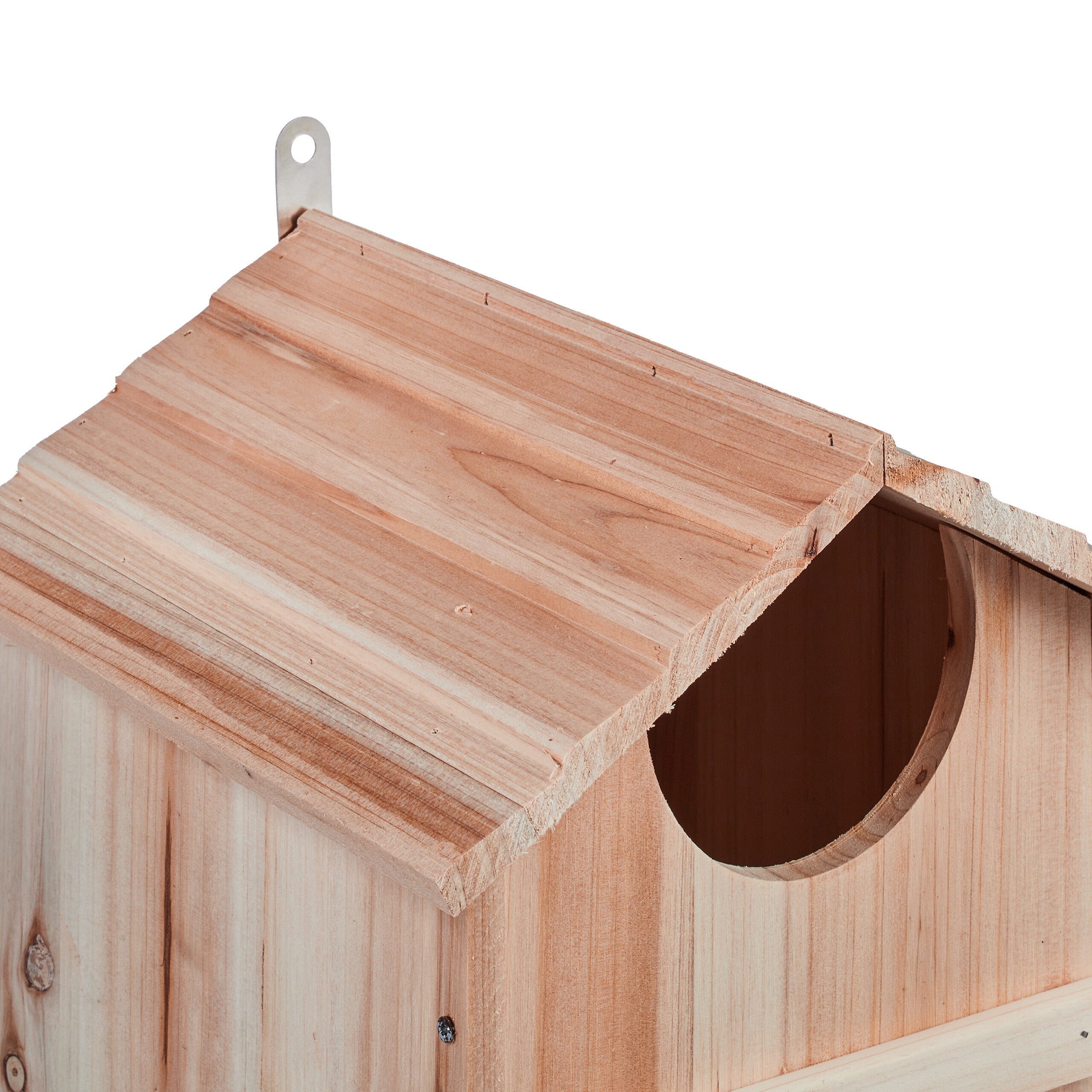 Relaxdays Nichoir d’extérieur pour chouettes, bois de sapin, porte inclinable, trou d’envol HL 9,5 x 9,5 cm, nature - 8