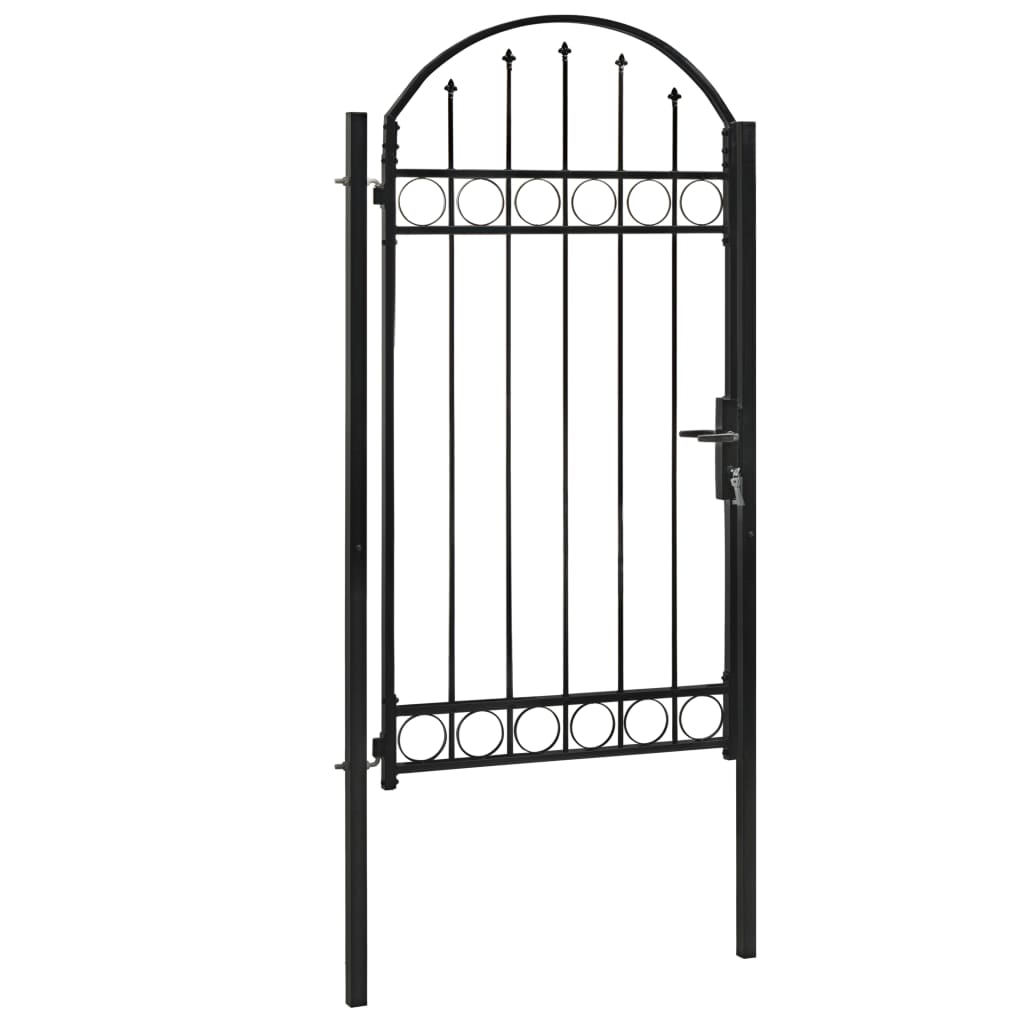 Portillon De Jardin Canditree En Acier Noir - 105 X 125 Cm, Anti-rouille, Avec Serrure, Design Moderne