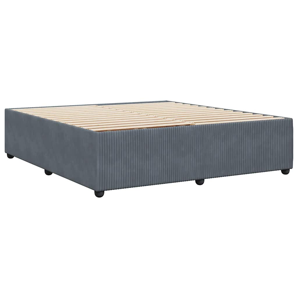 Cadre de lit sans matelas gris foncé 200 x 200 cm en velours - 6