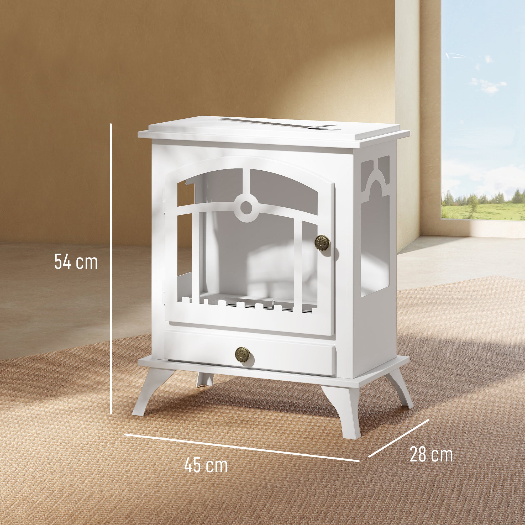 Chimenea de Etanol HOMCOM Acero, Acero Inoxidable Blanco 45x28x54 cm - 4