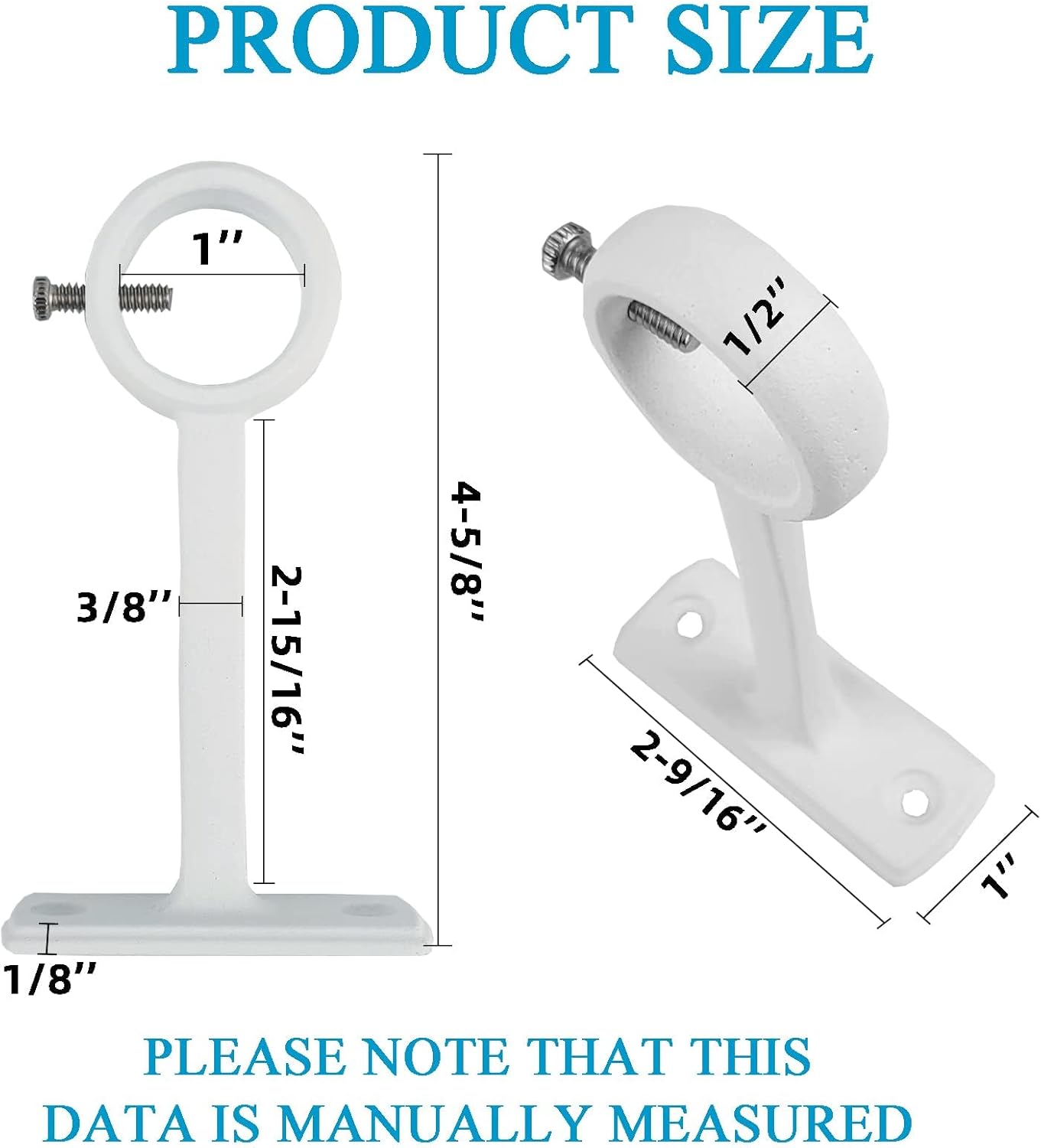 2 Supporti Da Parete Regolabili Per Asta Tenda, In Ferro Bianco, Con Viti E Tasselli Inclusi, 88-115mm - 4