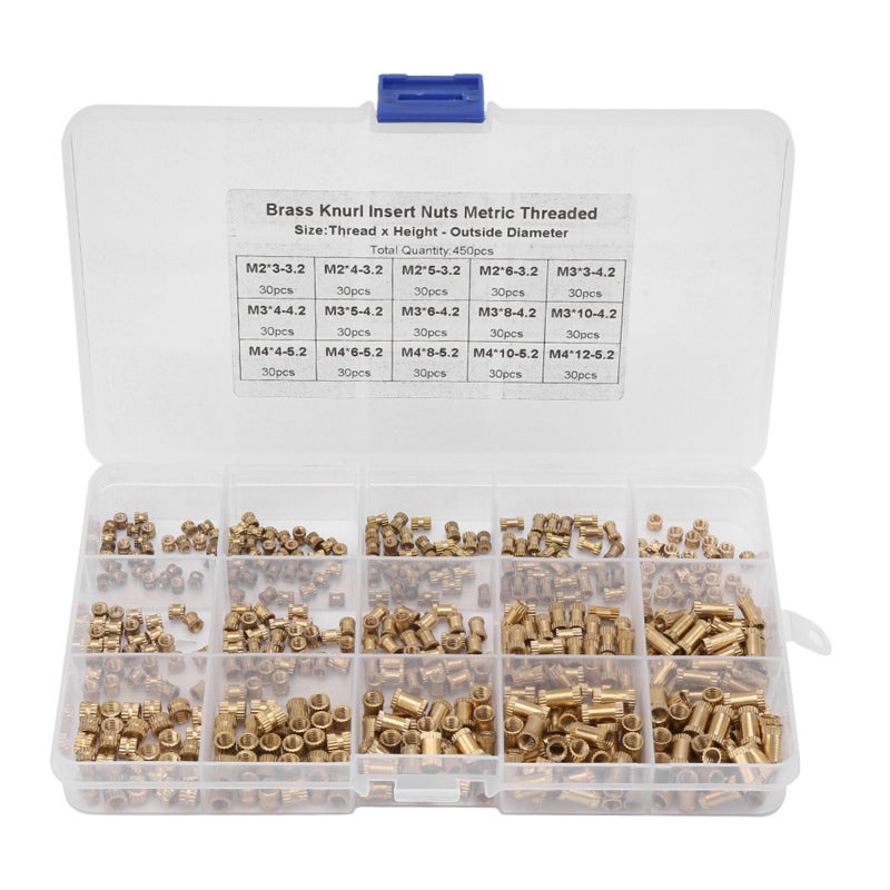 Lot de 450 écrous moletés en laiton moulés avec insert M2 M3 M4 | Leroy ...