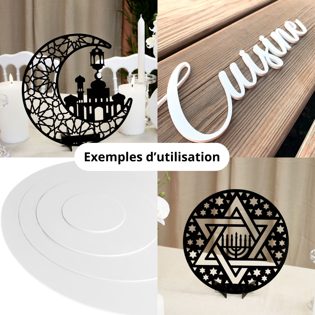 Rond verre acrylique noir 4 mm - Diamètre 10 cm (100 mm) - Disque verre synthétique - Plaque PMMA XT - 5