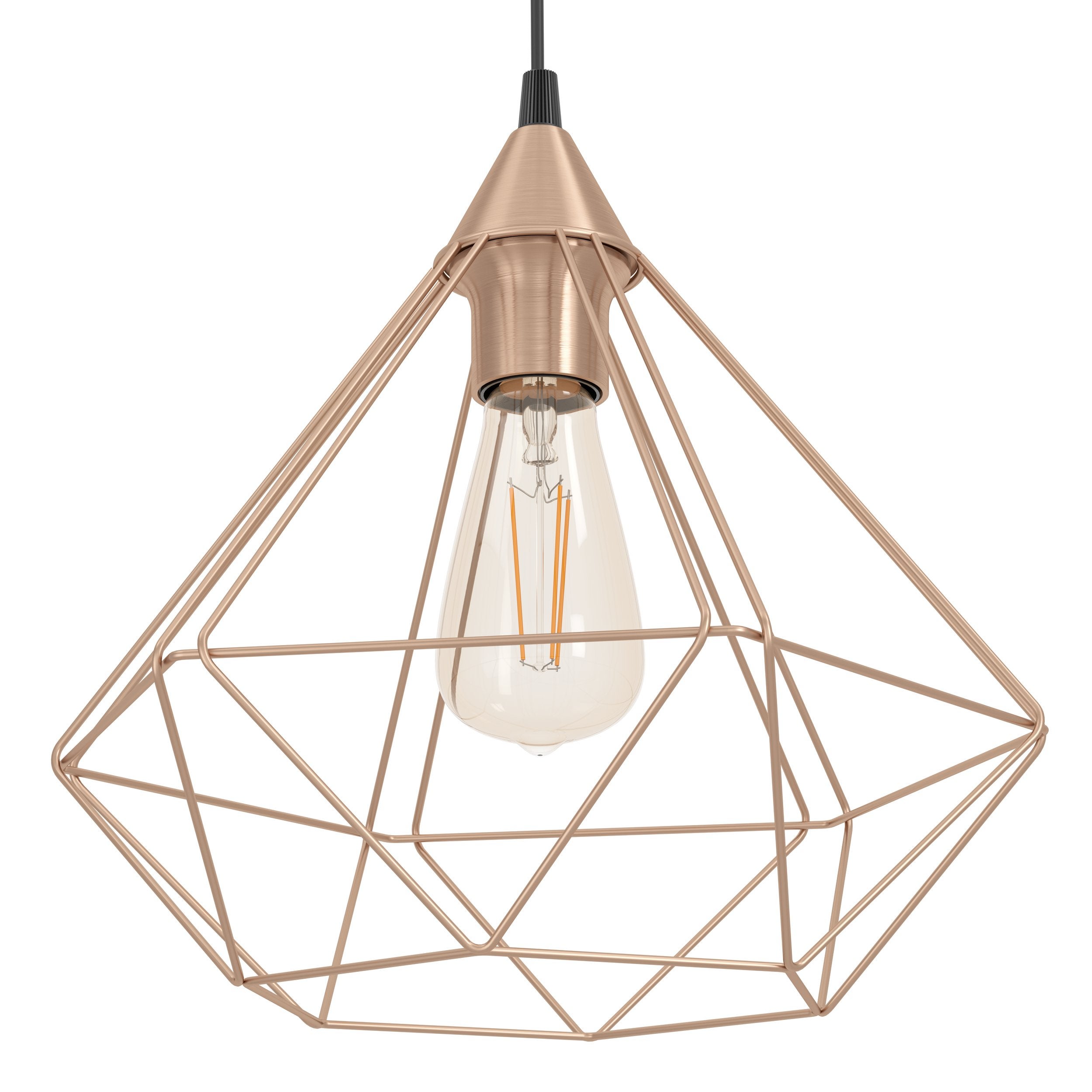 Lámpara Colgante Vintage Eglo Tarbes Negro y Cobre 1 Bombilla E27 32,5cm - 3