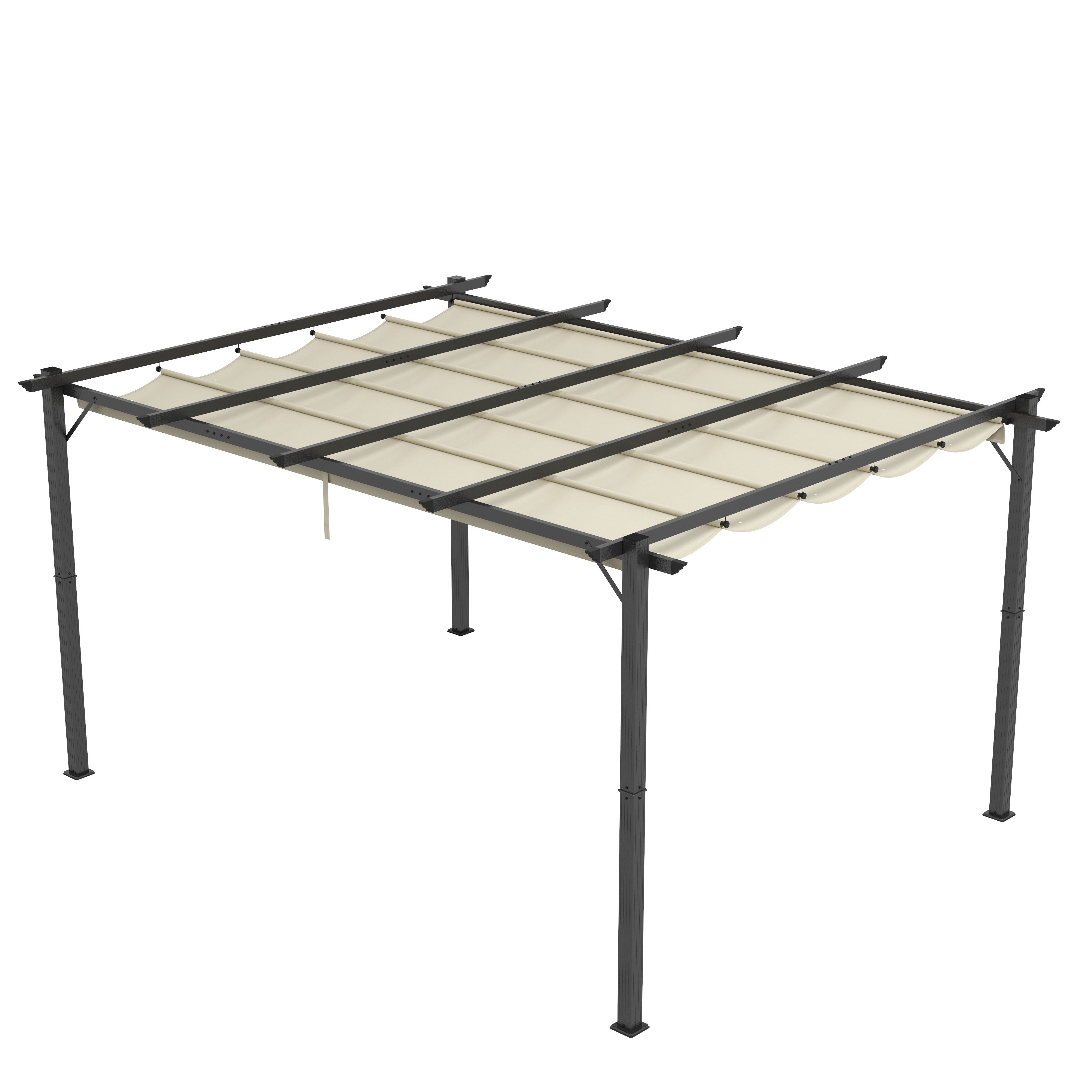 Techo de Pérgola Outsunny Poliéster Beige 350x260x6 cm - 5