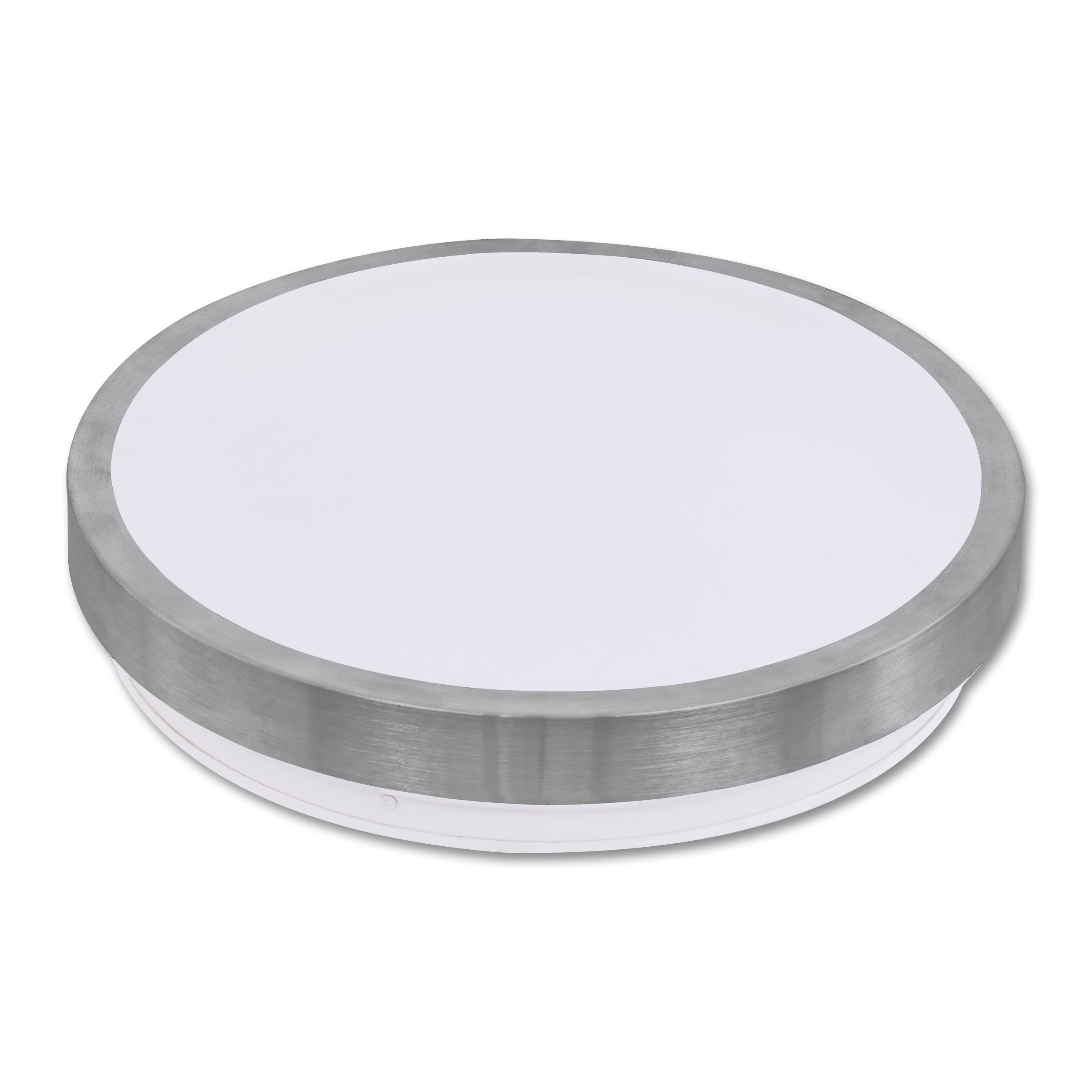 Plafon sufitowy LED 2x E27 Solen 33cm IP44 natynkowy okrągły srebrny oprawa panel MasterLED