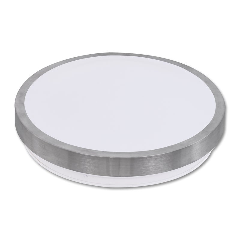 Plafon sufitowy LED 2x E27 Solen 33cm IP44 natynkowy okrągły srebrny oprawa panel MasterLED