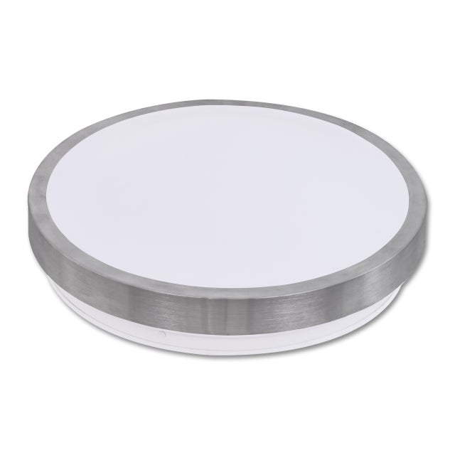 Plafon sufitowy LED 2x E27 Solen 33cm IP44 natynkowy okrągły srebrny oprawa panel MasterLED