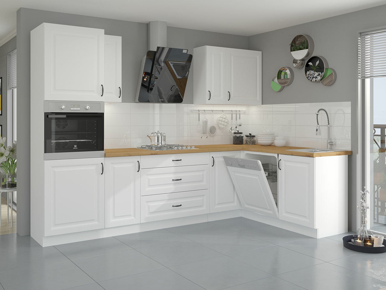 Cuisine complète modulaire Retro White 148, 162cm, MDF, Stratifié - 2