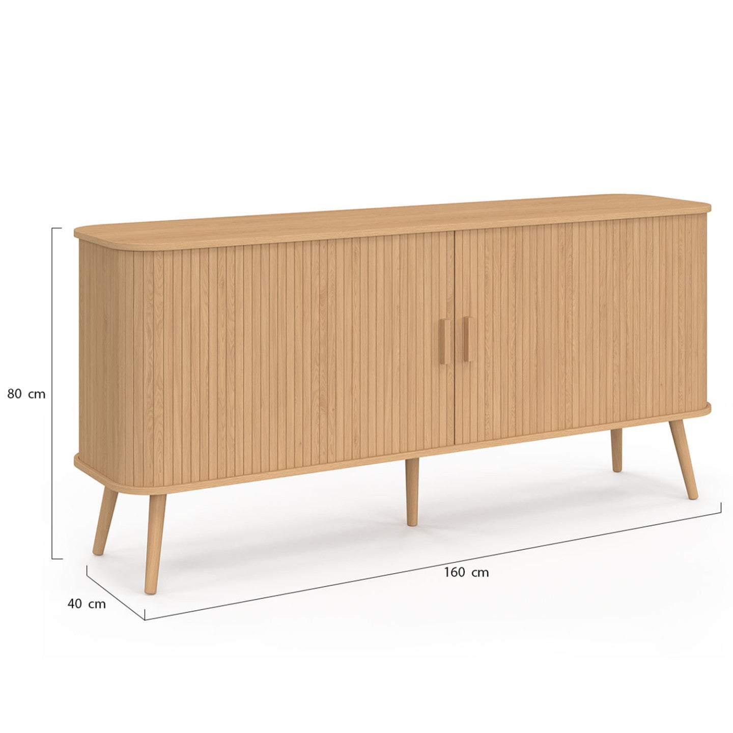 Buffet 160 cm ROMIE XXL effet lattes 2 portes coulissantes - 5