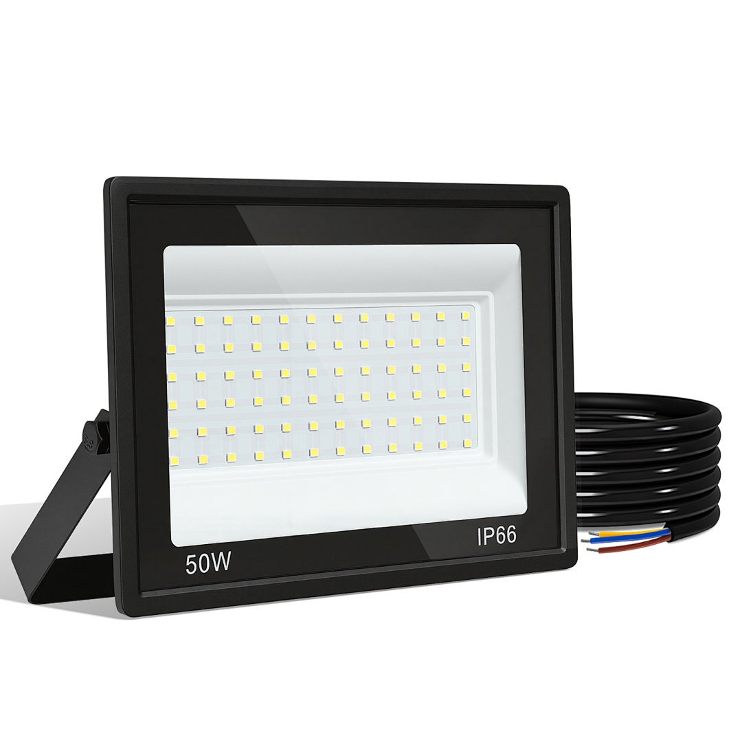 Zewnętrzny Reflektor LED, 50W Czarny Floodlight do Boiska Sportowego Garażu, IP66 Wodoodporny, Zimna Biel