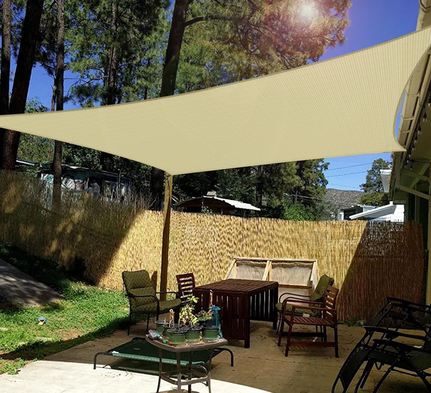 Bâche d'ombrage extérieure, protection solaire pour terrasse, balcon ou camping, protection solaire et isolation thermique (3*3 mètres) - 8