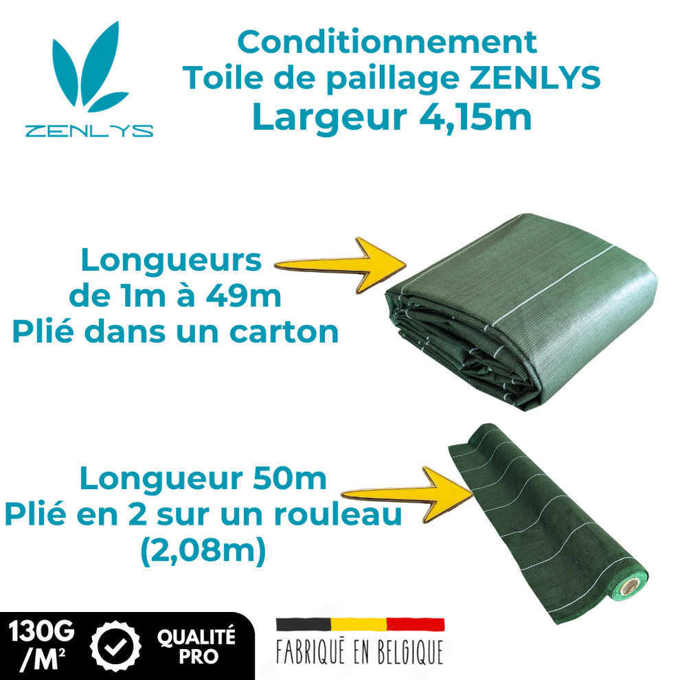 Toile de paillage 130g m2 Vente au mètre Largeur 4,15m Anti-Mauvaises Herbe Couleur Marron Bache Tissée Grande Largeur 4m - 7