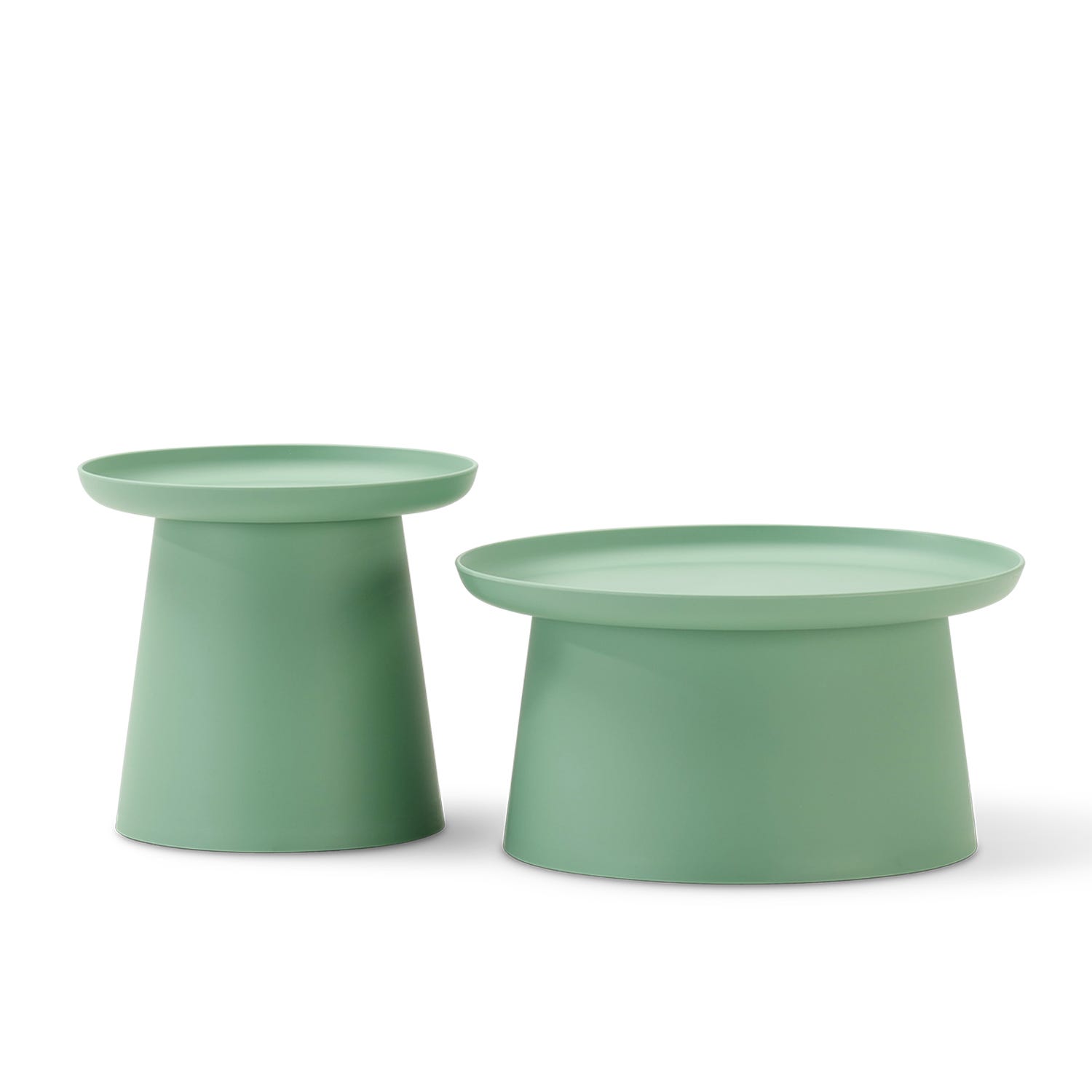 Set 2 Tables D appoint Rondes En Polypropyl ne 50 Et 70cm Vert Murano set-2-tables-d-appoint-rondes-en-polypropyl-ne-50-et-70cm-vert-murano
