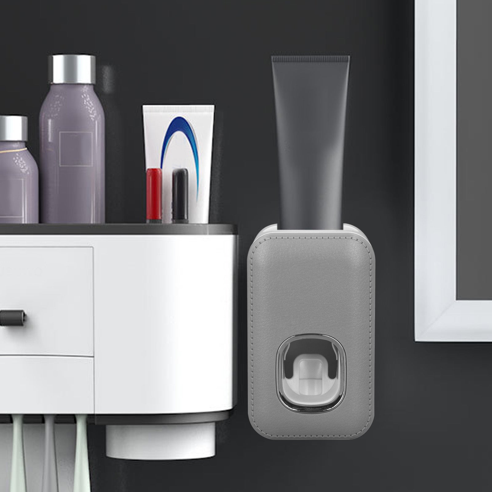 Distributeur de dentifrice mural automatique, mains libres, facile d'utilisation, pour salle de bain, hôtel, gris - 5