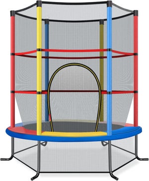 Trampoline de jardin ø165 × 1,60h cm avec filet de protection,appuis de ressorts et structure