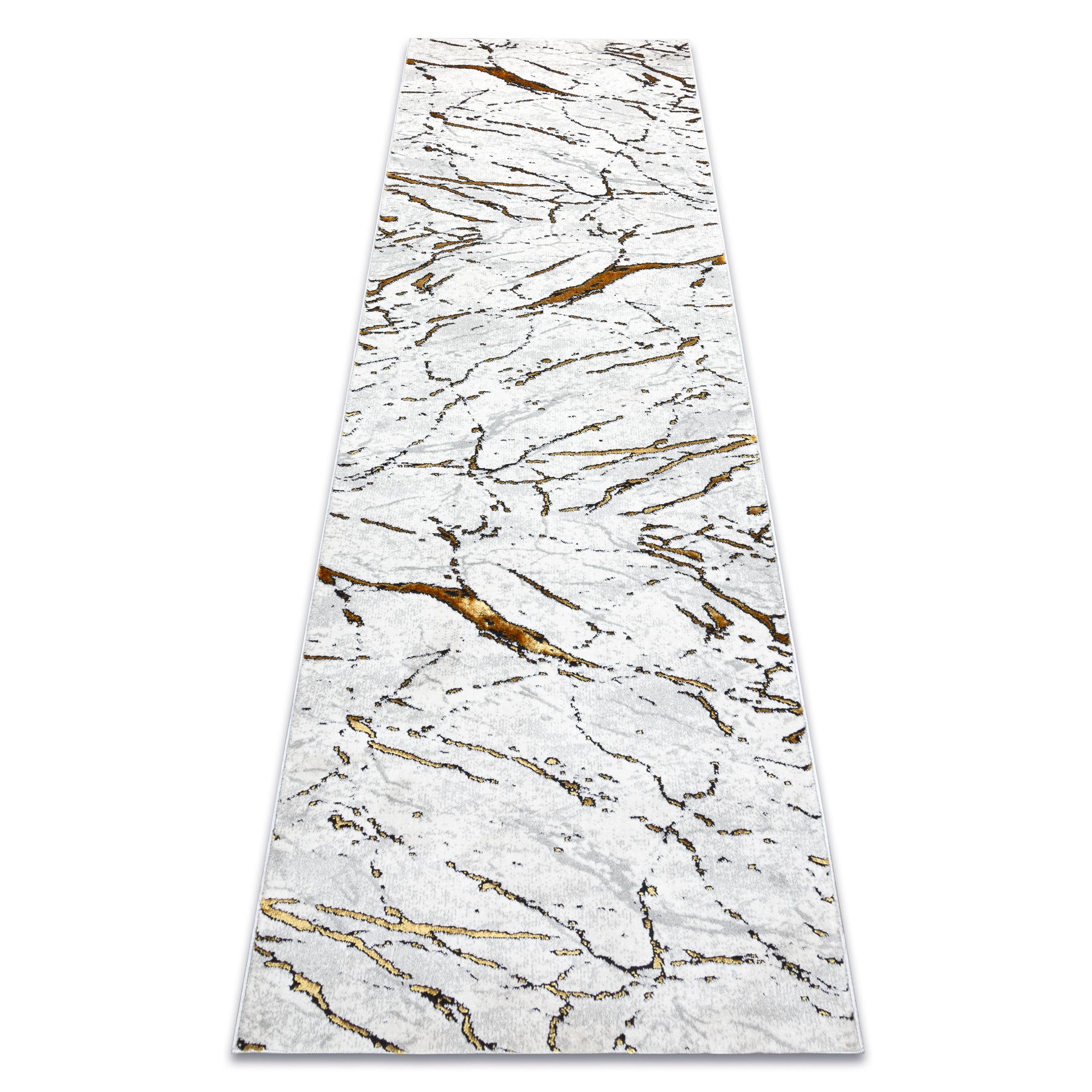 Dywan, chodnik ALLURE 1963 Marmur - Strukturalny, stylowy, glamour biały / złoty 60x300 cm