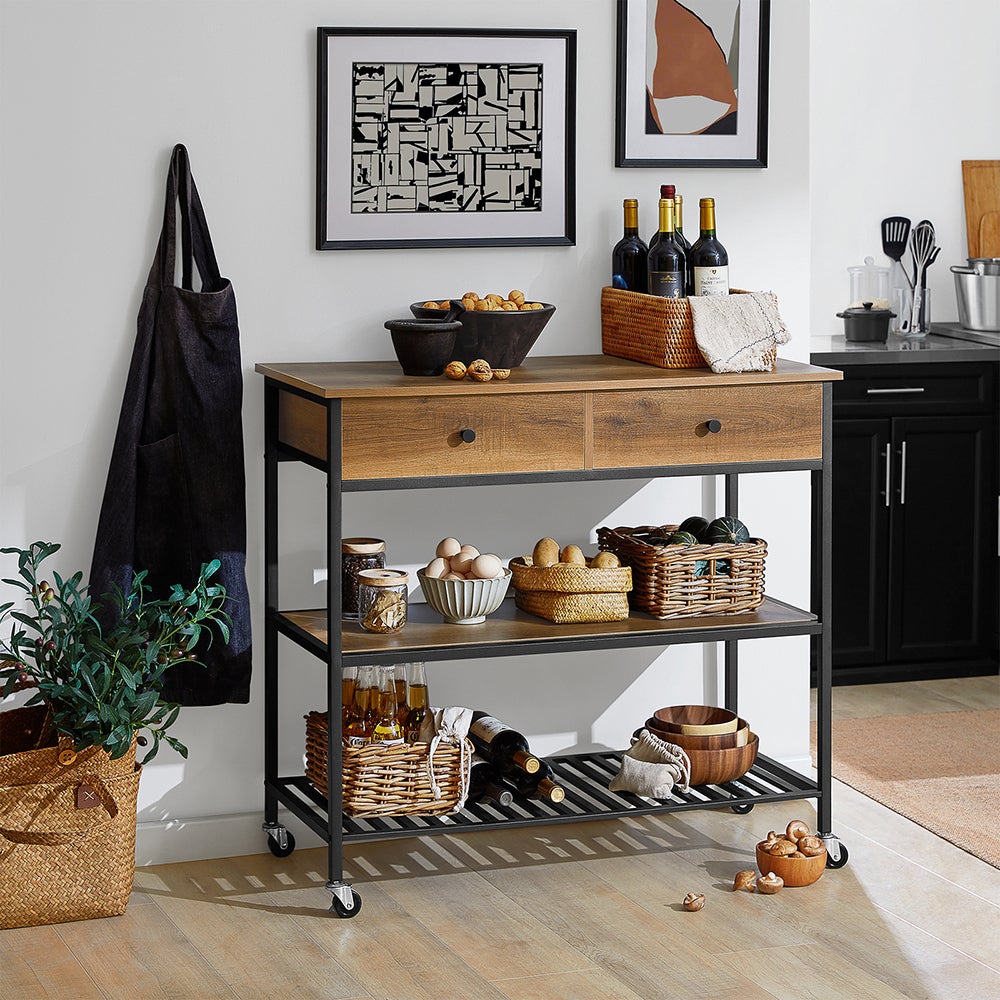 Carrello Cucina Sobuy Con 3 Cassetti E Cestino - L68 X P38 X A85 Cm, Multifunzionale Con Ruote - Foto 3