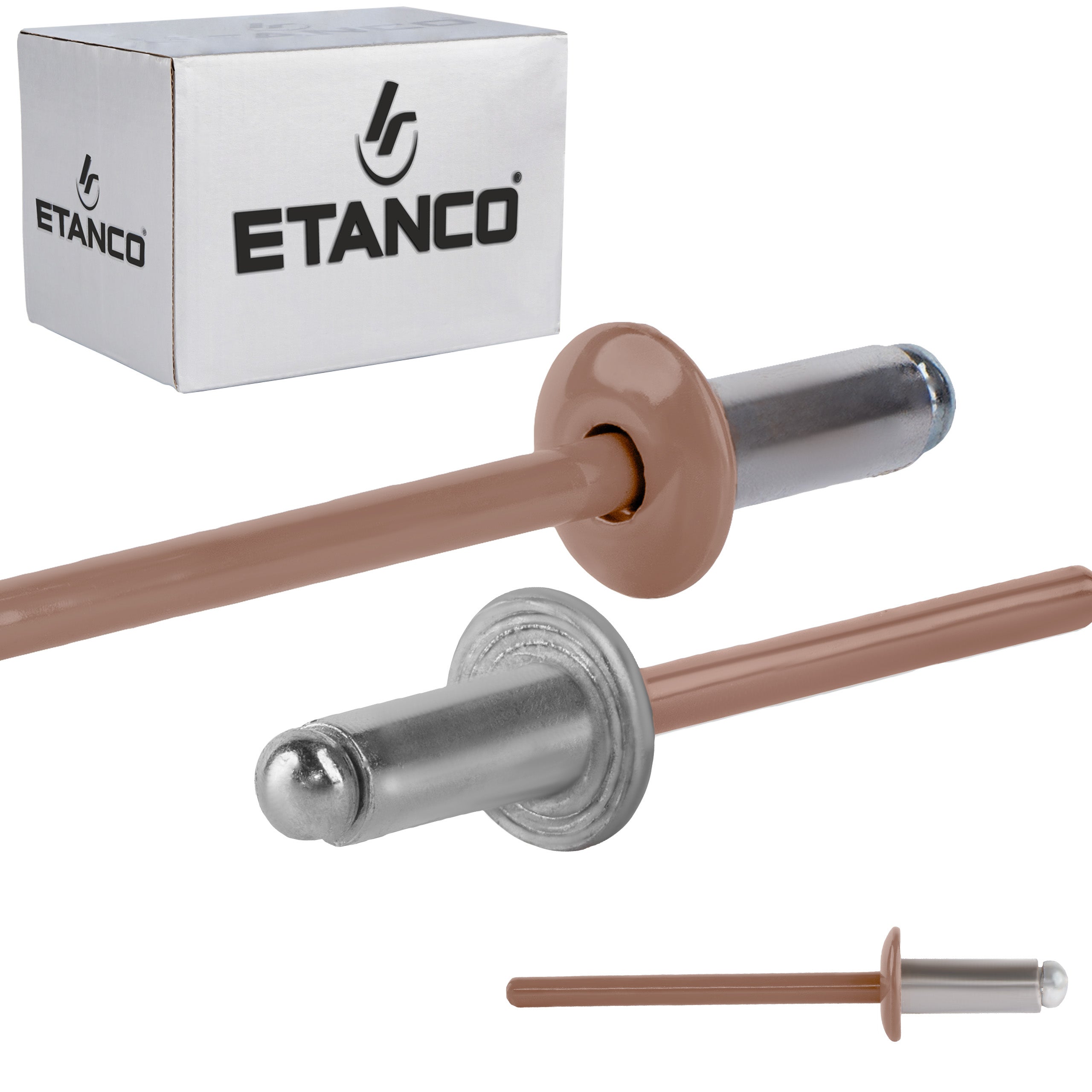 Nity otwarte aluminiowe Etanco Lakierowane RAL 8004 4,0x10 mm 500szt