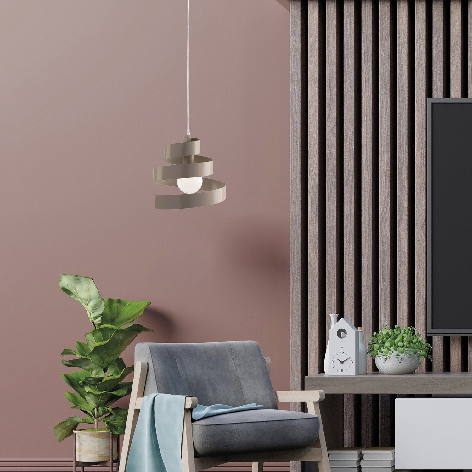 Sospensione Moderna Helix 1 Luce In Ferro Laccato Tortora - 4