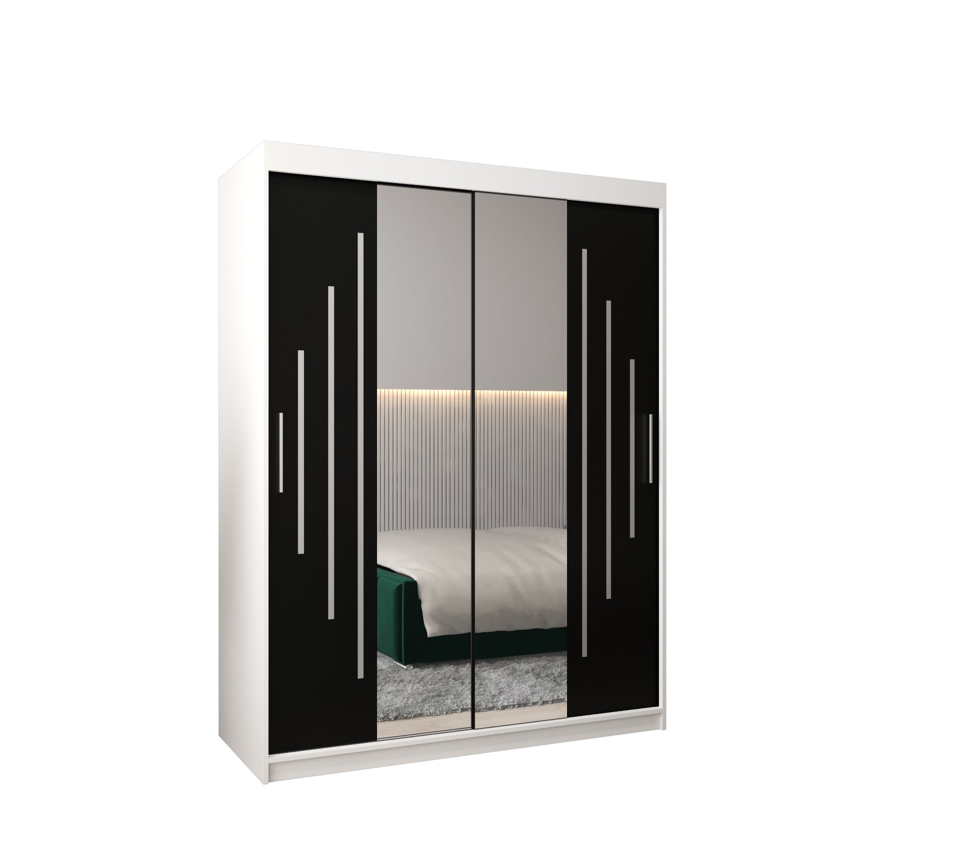 Szafa przesuwna garderoba York 1 150 x 62 x 200 cm Biały + Czarny - Abiks Meble