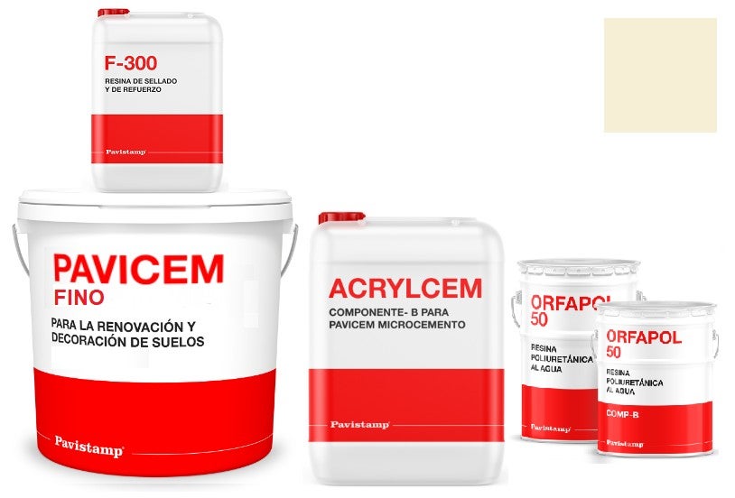 Kit microcemento 8 m2 bicomponente para paredes de yeso o pladur - poliuretano satinado-blanco roto