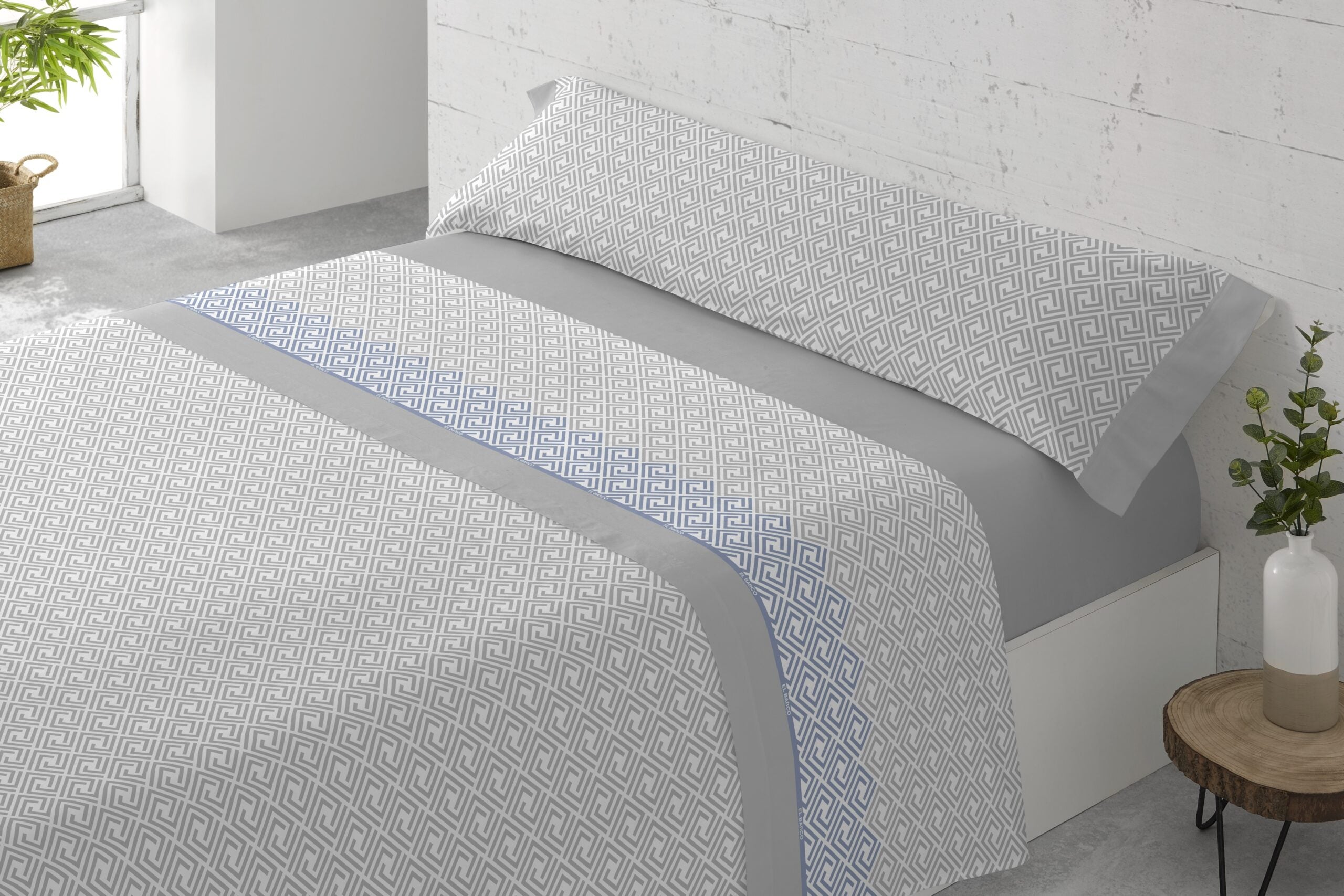 Juego De Sábanas 3-4 Piezas Reig Marti - 50% Algodón 50% Poliéster, Diseño Moderno, Gris, Tamaño 150 Cm