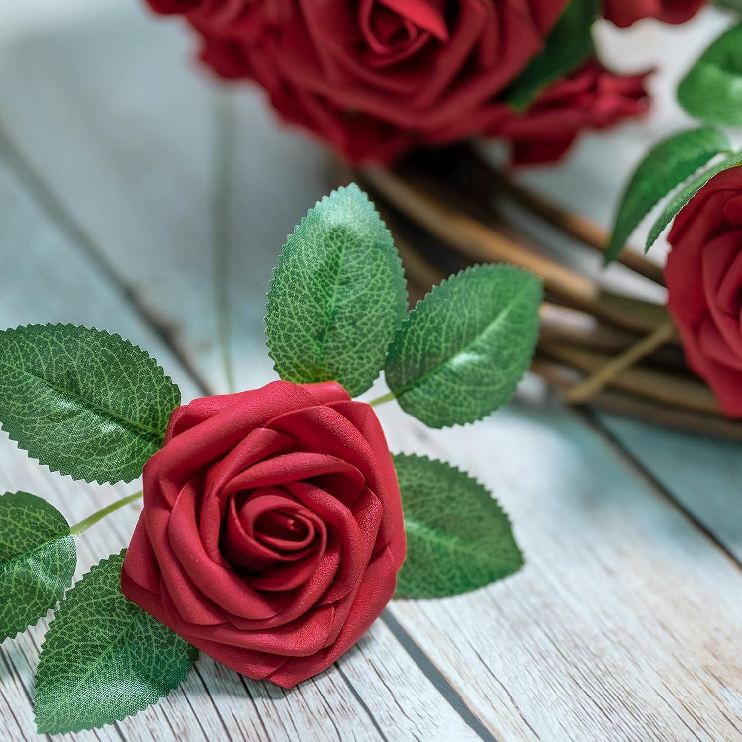 50Pezzi Rose Artificiali Finte Schiua Rose Fiori Artificiali di Rose