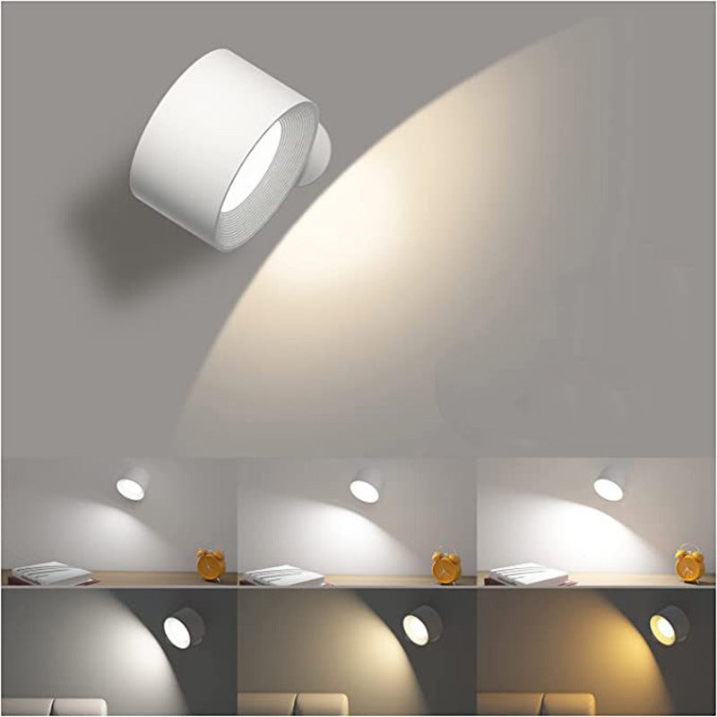 Lampy ścienne LED, ładowalne lampy ścienne, 3 temperatury barwowe i 3 poziomy jasności, magnetyczna kula ścienna obracająca się o 360