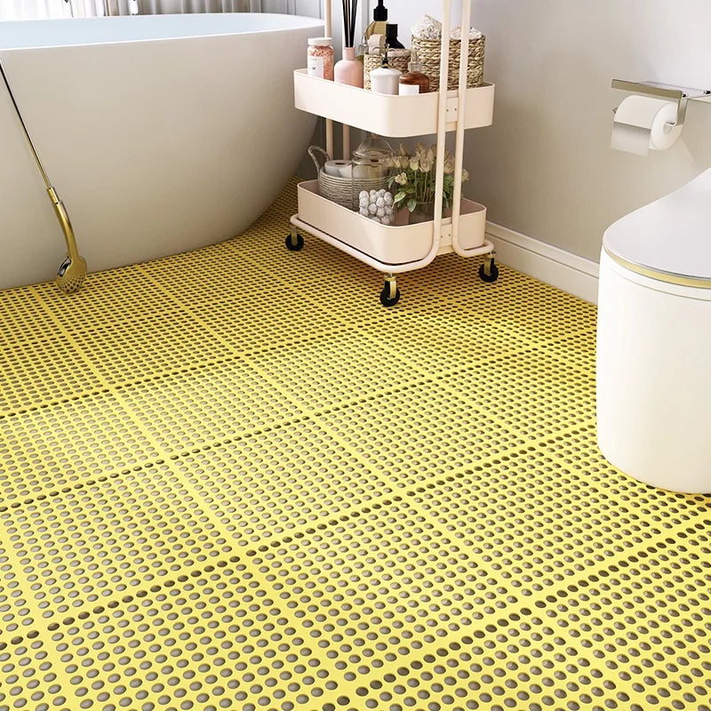 Leroy Merlin 4 Uds Esteras Entrelazadas De Drenaje, Esteras Antideslizantes De Masaje De Empalme Para Baño, Azulejos De Estera De Ducha De Pvc, Amarillo Pvc